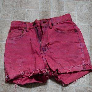 Vintage HIGH RISE Custom Overdyed Levi 521 Womens Cutoffs Shorts Pink Fuschia